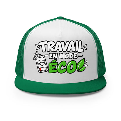 Casquette Trucker, brodée « travail en mode éco », vue de face, image 3