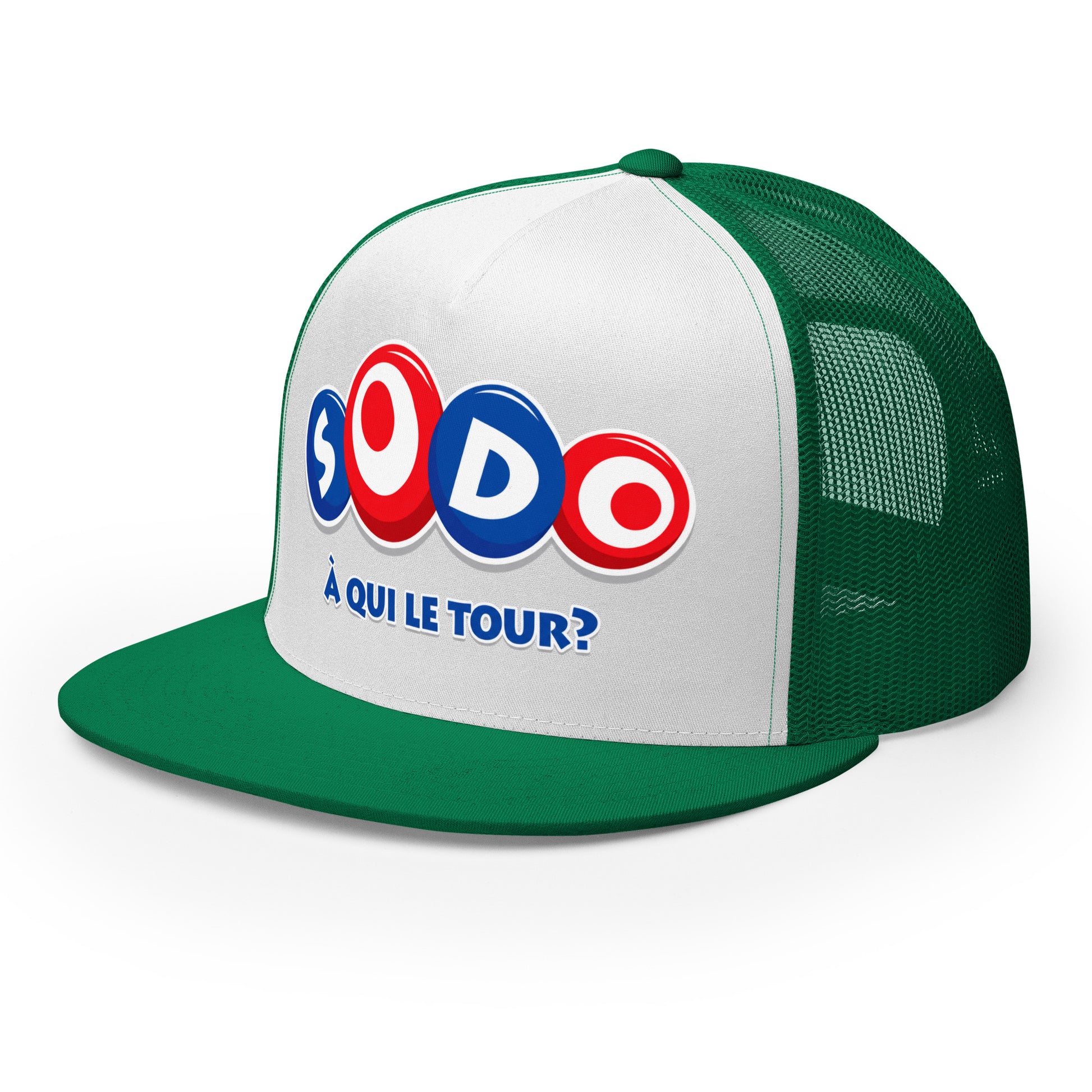 Casquette Trucker, brodée « Sodo, à qui le tour ? », vue de trois quarts, image 32