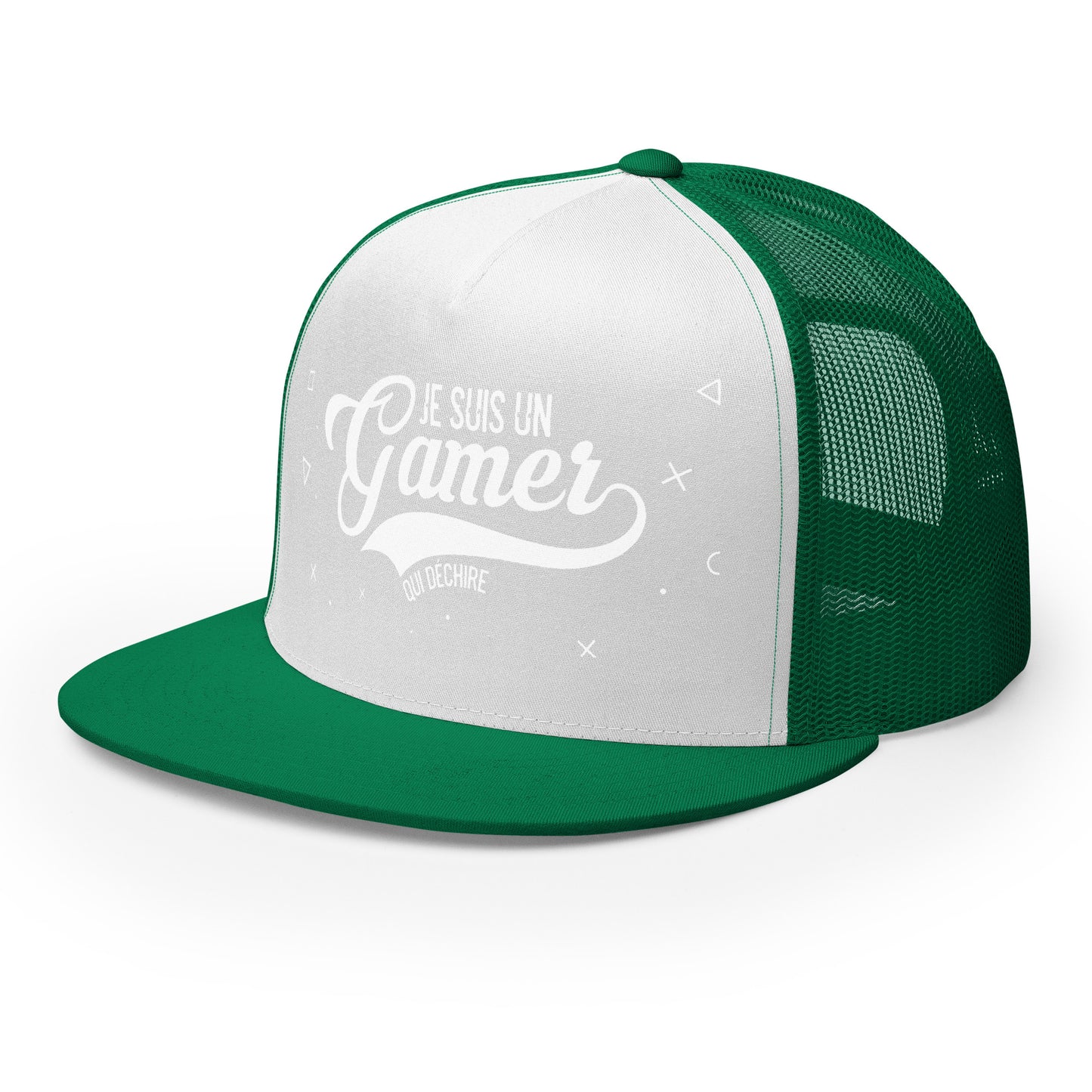 Casquette Trucker, brodée « Je suis un gamer qui déchire », vue de trois quarts, image 52
