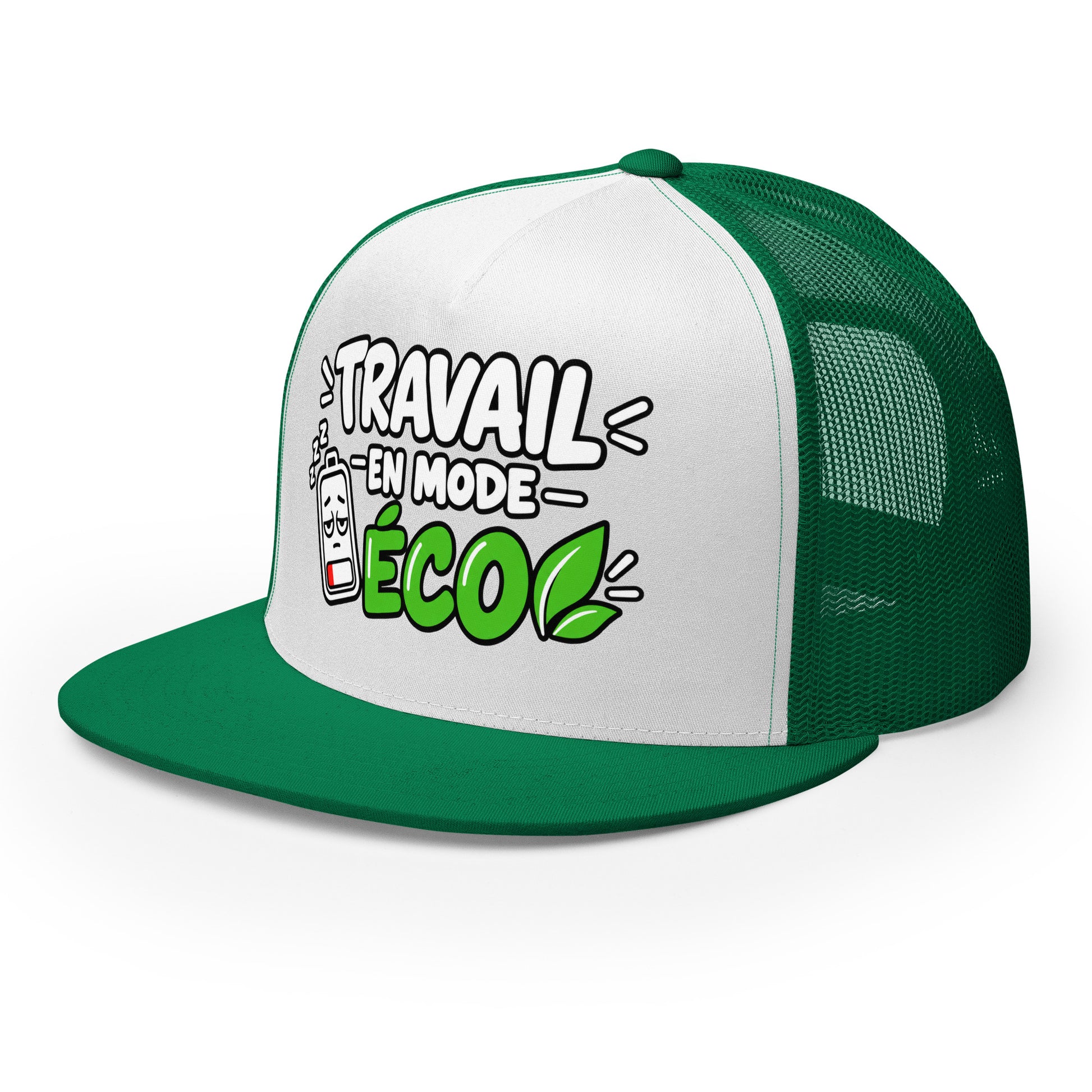 Casquette Trucker, brodée « travail en mode éco », vue de trois quarts, image 53