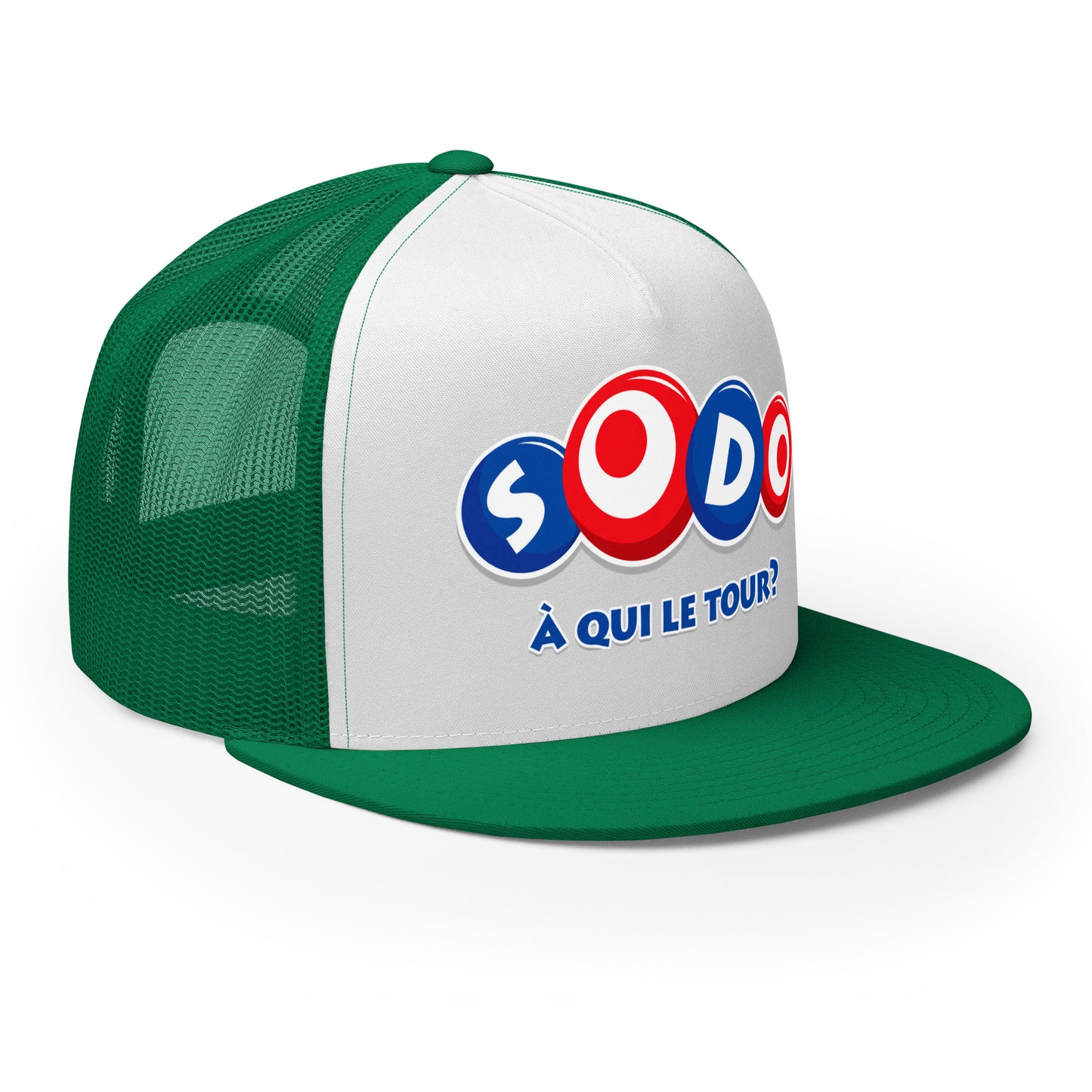 Casquette Trucker, brodée « Sodo, à qui le tour ? », vue de trois quarts, image 34