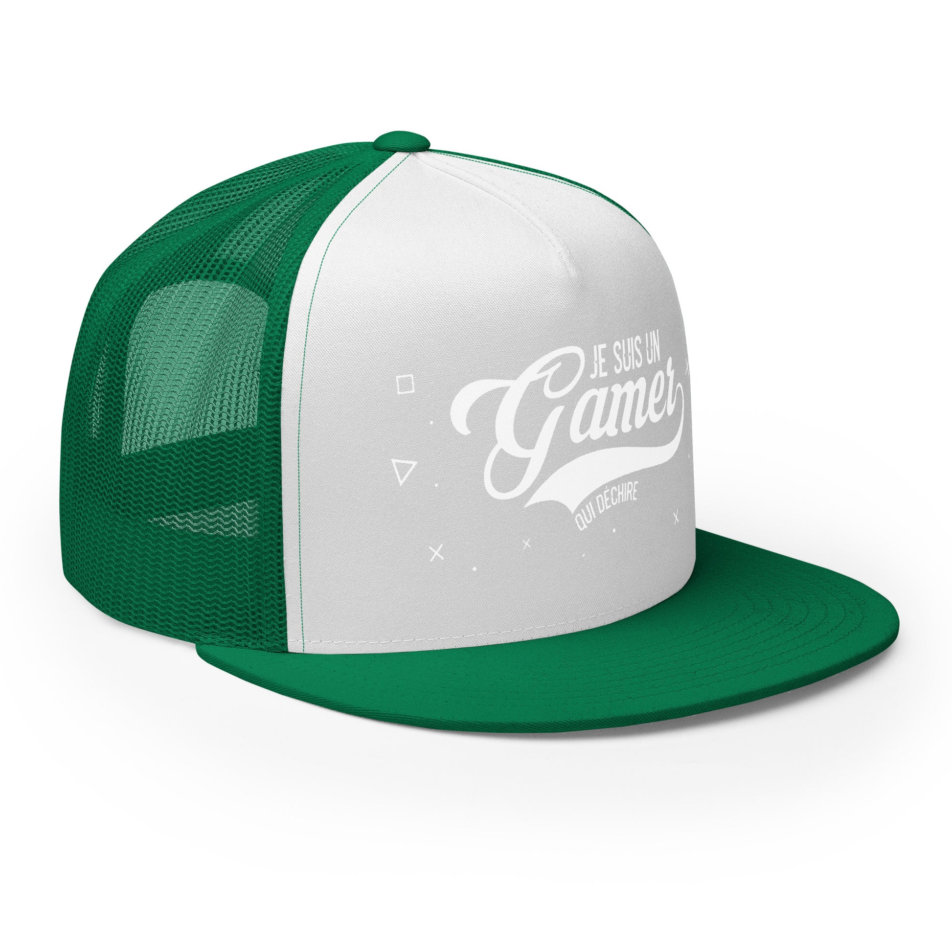 Casquette Trucker, brodée « Je suis un gamer qui déchire », vue de trois quarts, image 54