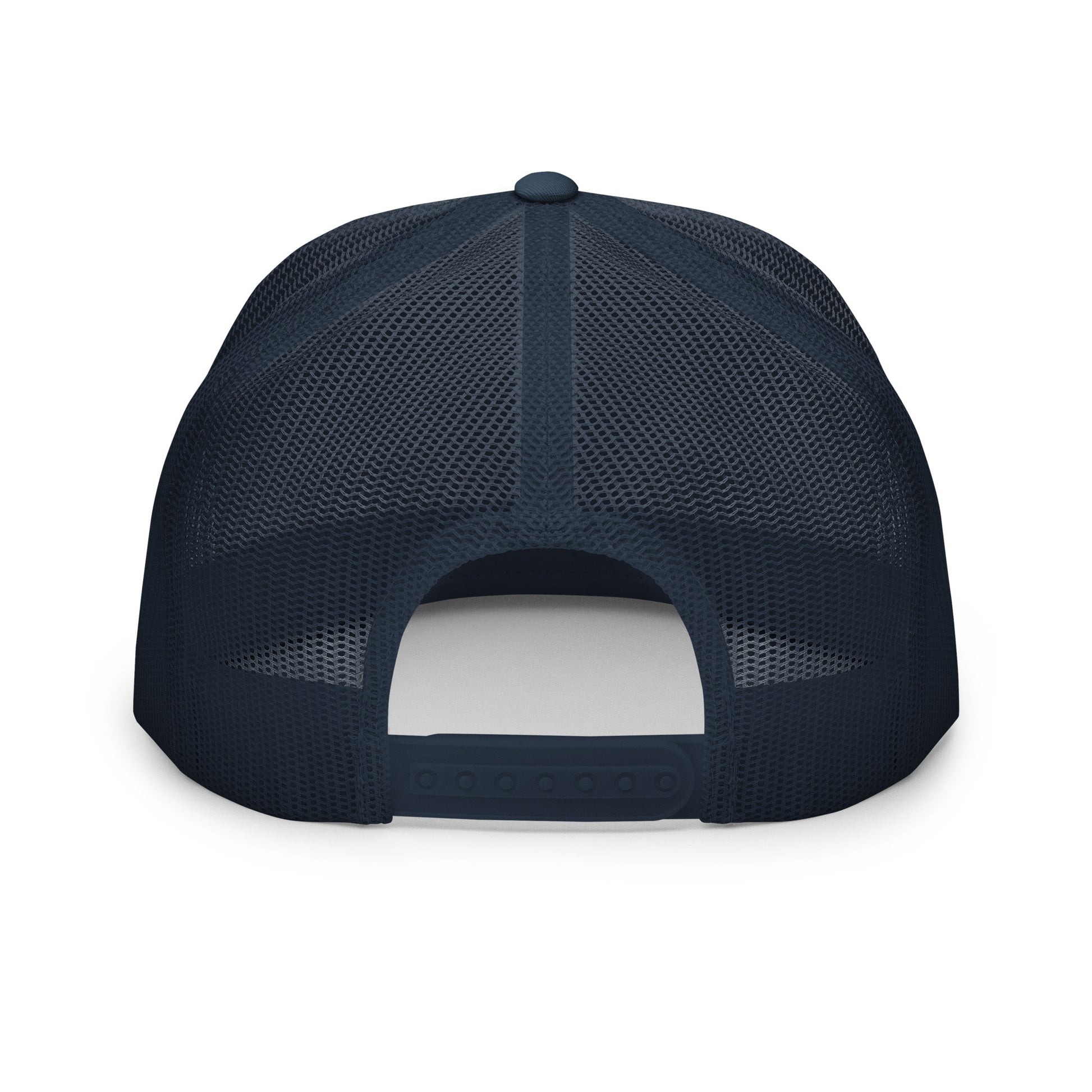 Casquette Trucker, brodée « En réunion mais pas vraiment », en Bleu Marine, vue arrière, image 21