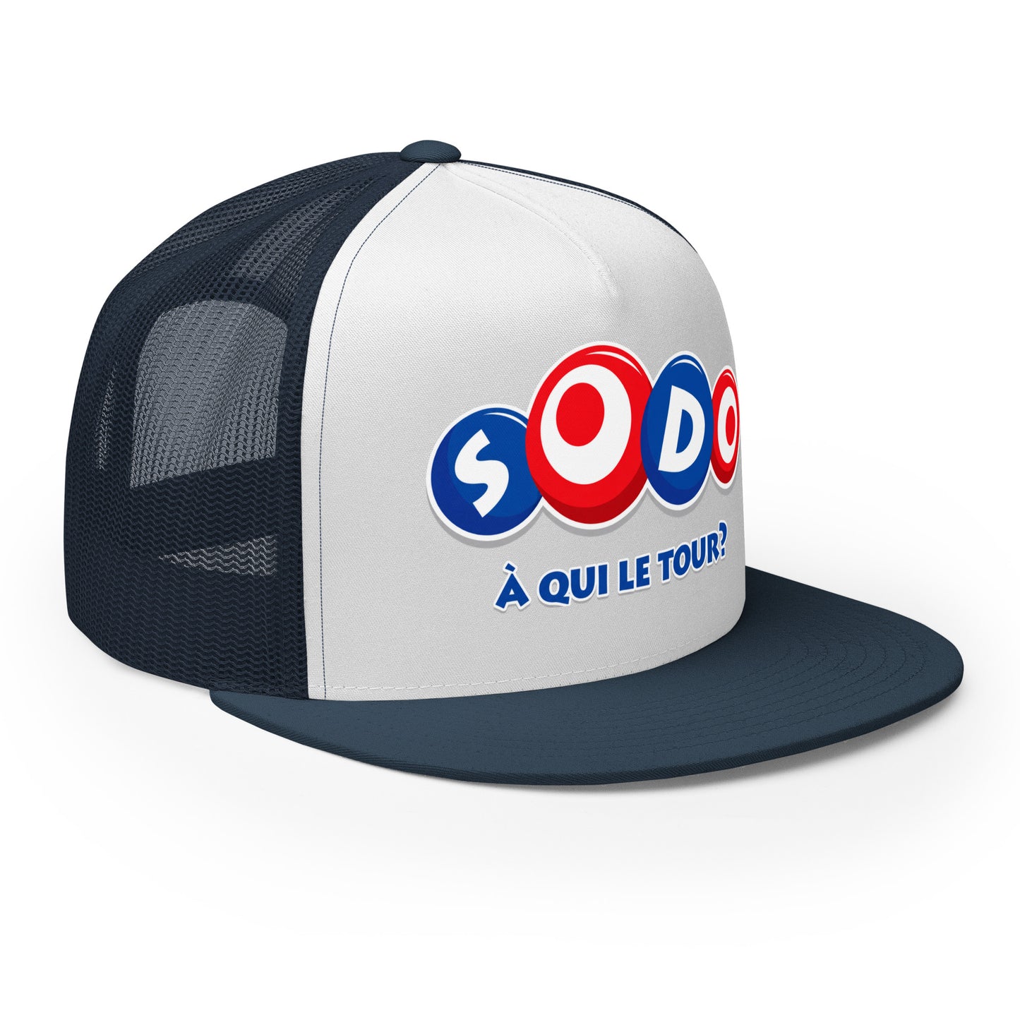 Casquette Trucker, brodée « Sodo, à qui le tour ? », vue de trois quarts, image 23