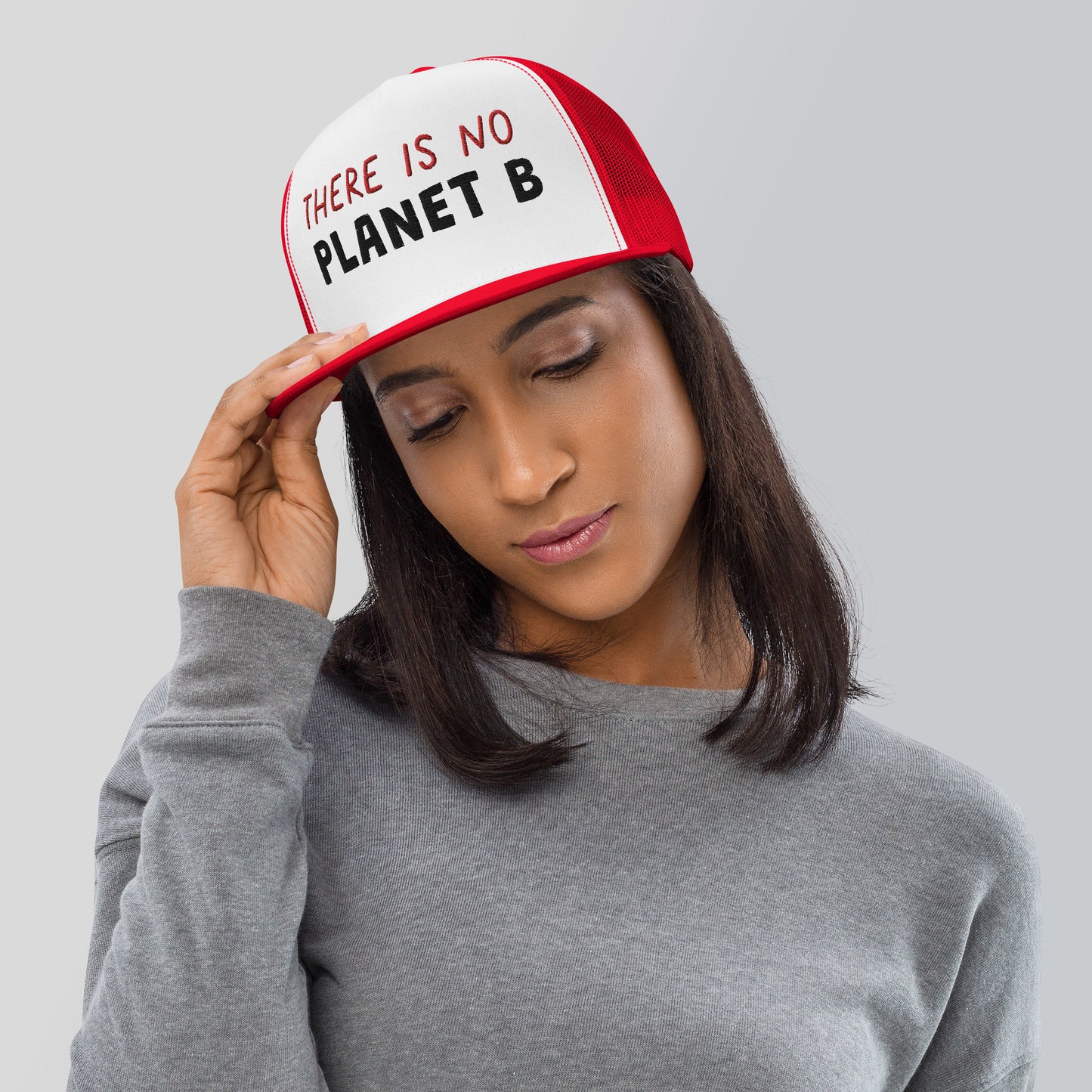 Casquette Trucker de couleur rouge "There is no Planet B"