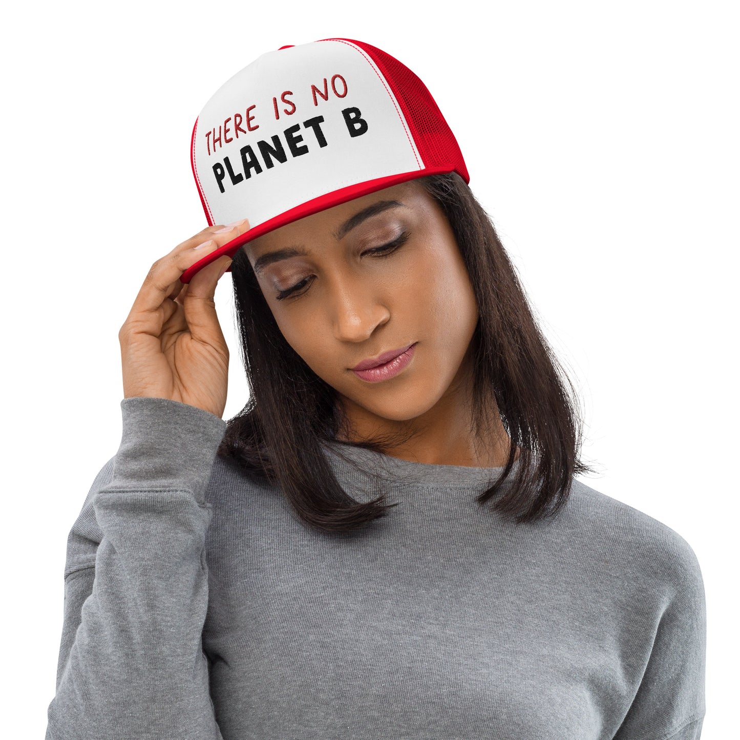 Casquette Trucker de couleur rouge "There is no Planet B"