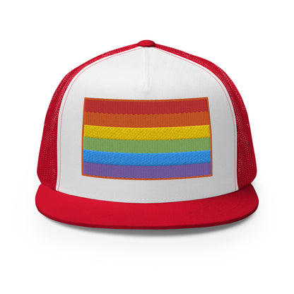 Casquette Trucker de couleur rouge "Drapeau Rainbow"