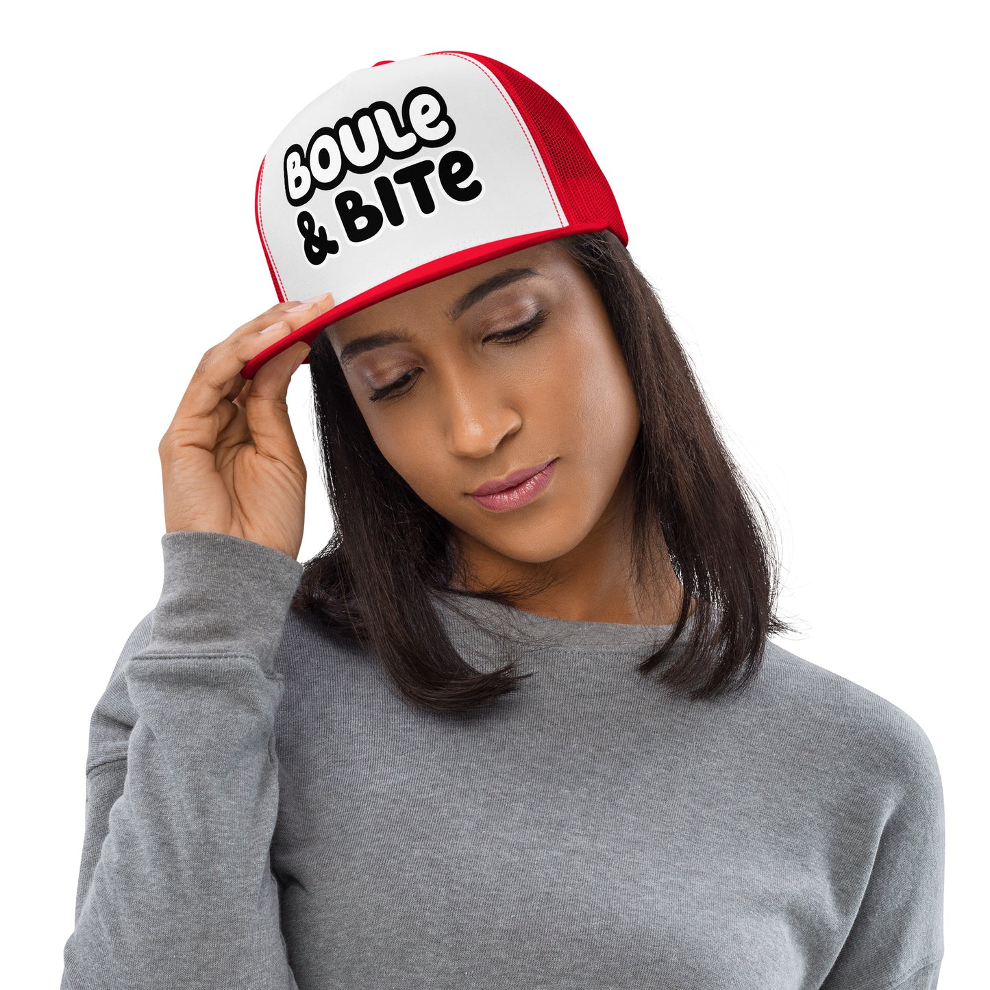 Casquette Trucker, brodée « Boule & Bite », vue de face, image 3