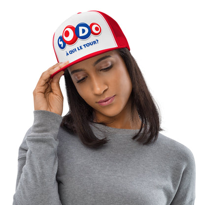 Casquette Trucker, brodée « Sodo, à qui le tour ? », vue de face, image 5