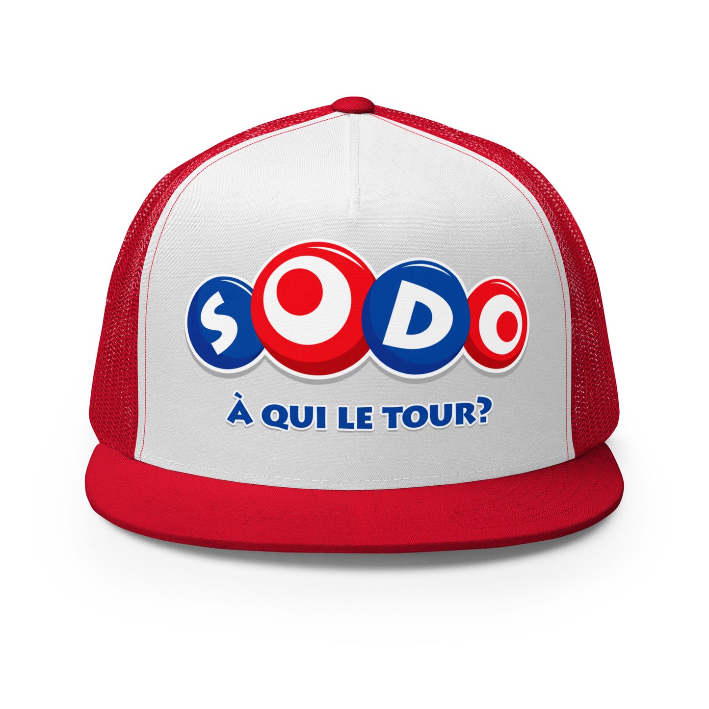 Casquette Trucker, brodée « Sodo, à qui le tour ? », vue de face, image 12