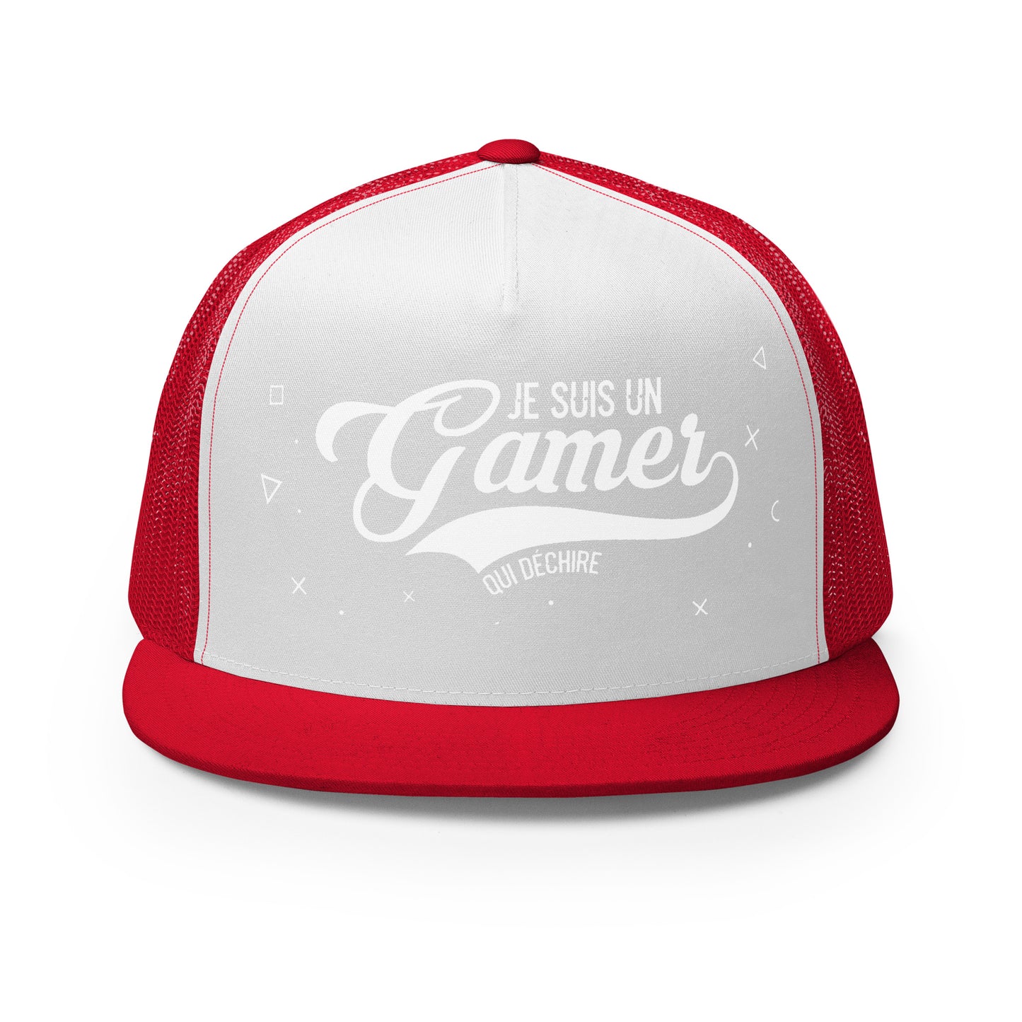 Casquette Trucker, brodée « Je suis un gamer qui déchire », vue de face, image 31