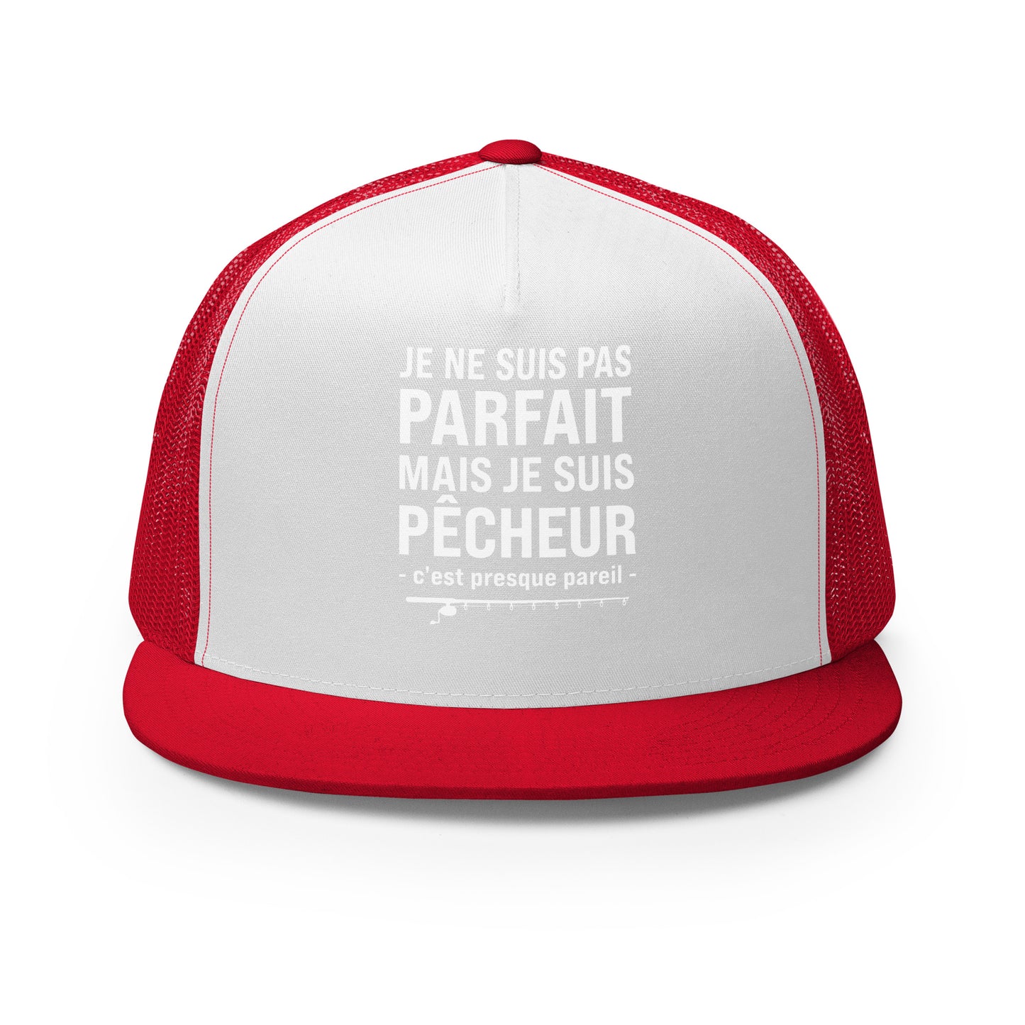 Casquette Trucker, brodée « Je ne suis pas parfait mais je suis pêcheur, c'est presque pareil », vue de face, image 31