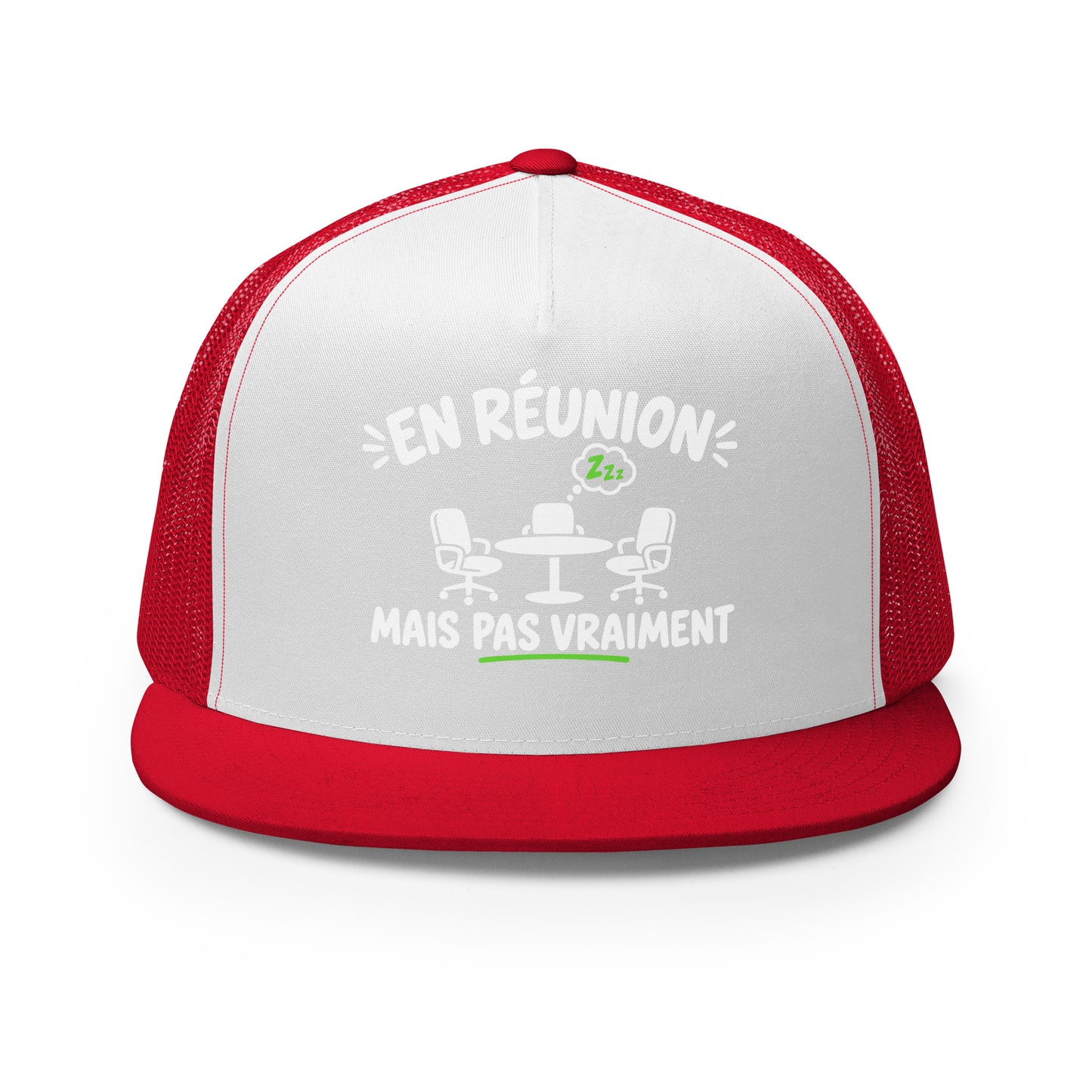 Casquette Trucker, brodée « En réunion mais pas vraiment », vue de face, image 10