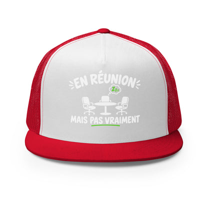 Casquette Trucker, brodée « En réunion mais pas vraiment », vue de face, image 10