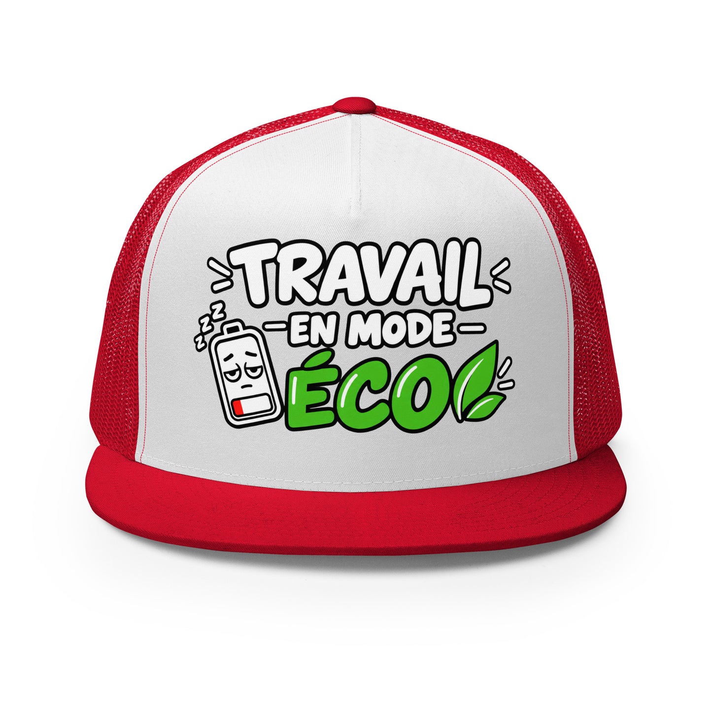 Casquette Trucker, brodée « travail en mode éco », vue de face, image 7