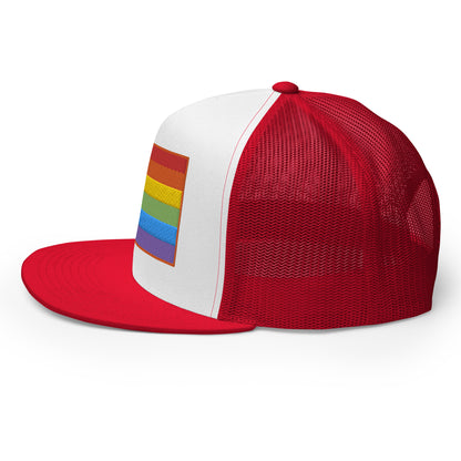 Casquette Trucker de couleur rouge "Drapeau Rainbow"