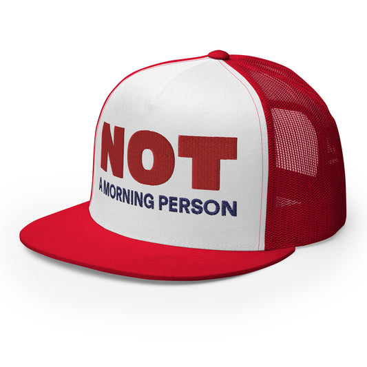 Casquette Trucker de couleur rouge "Not A Morning Person"