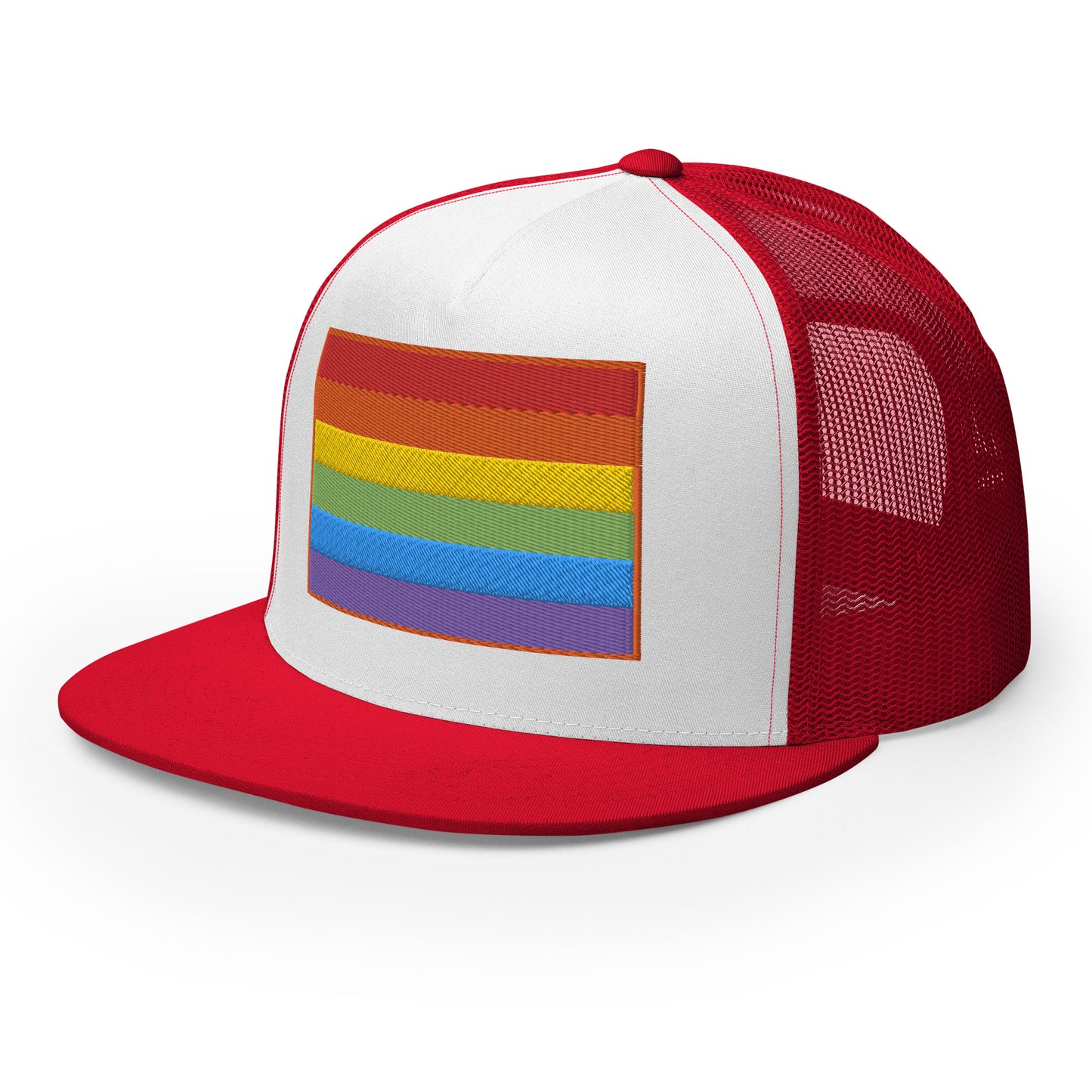 Casquette Trucker de couleur rouge "Drapeau Rainbow"