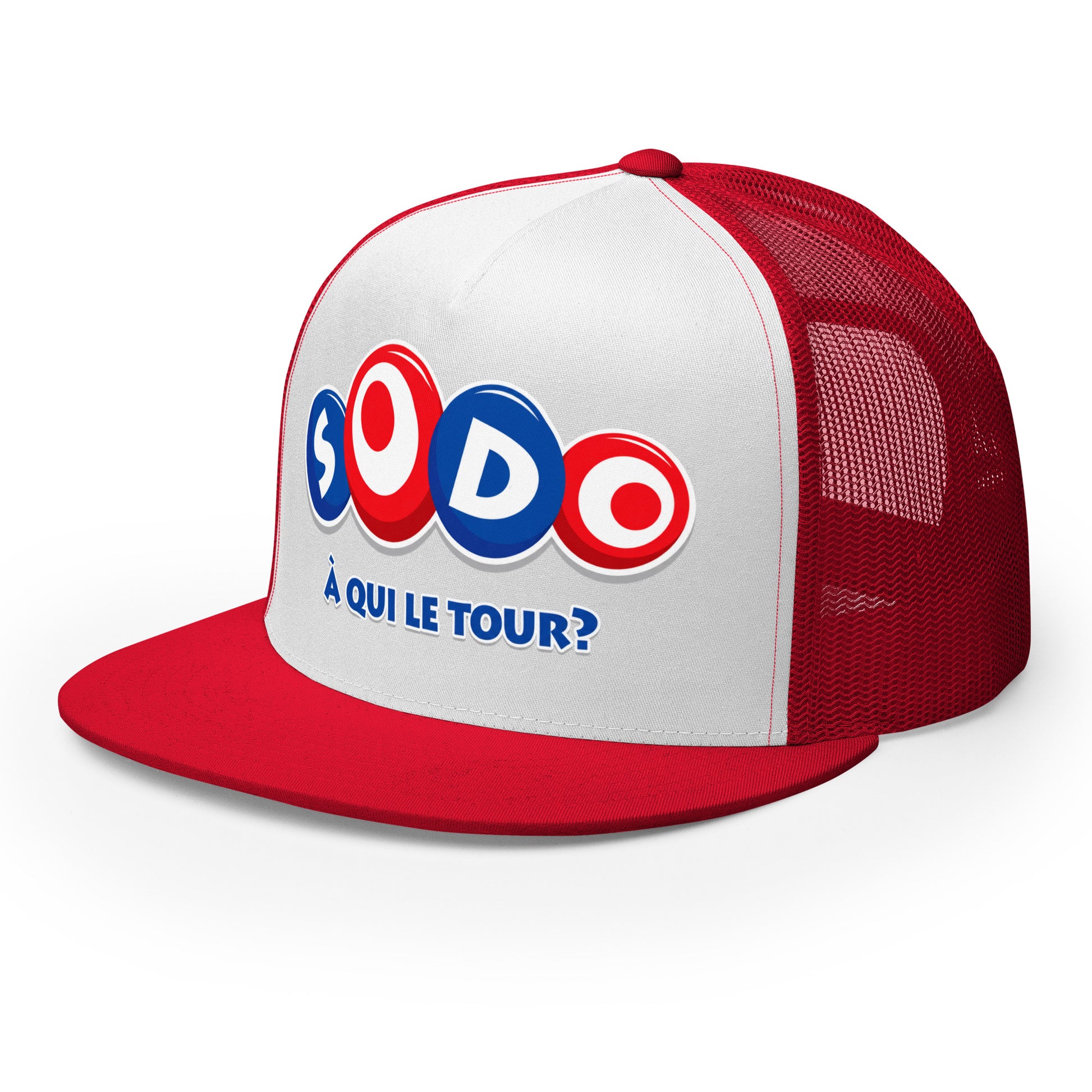Casquette Trucker, brodée « Sodo, à qui le tour ? », vue de trois quarts, image 15