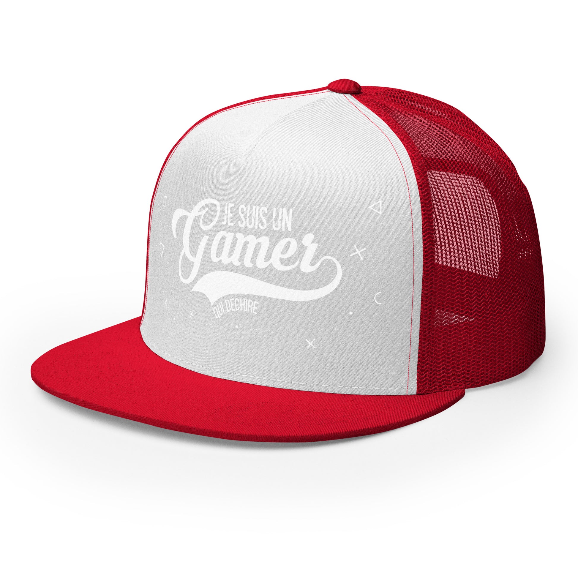 Casquette Trucker, brodée « Je suis un gamer qui déchire », vue de trois quarts, image 34