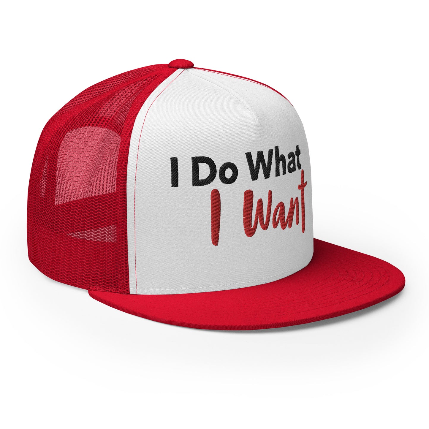 Casquette Trucker de couleur rouge "I Do What, I Want !"