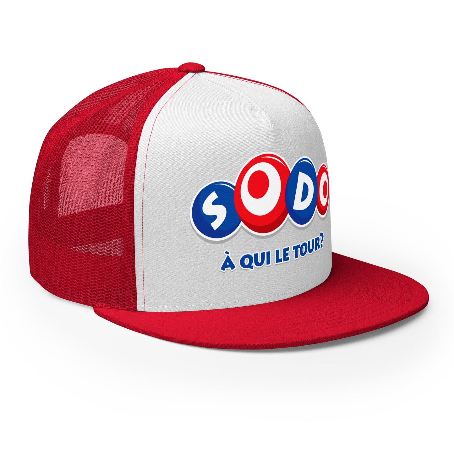 Casquette Trucker, brodée « Sodo, à qui le tour ? », vue de trois quarts, image 17