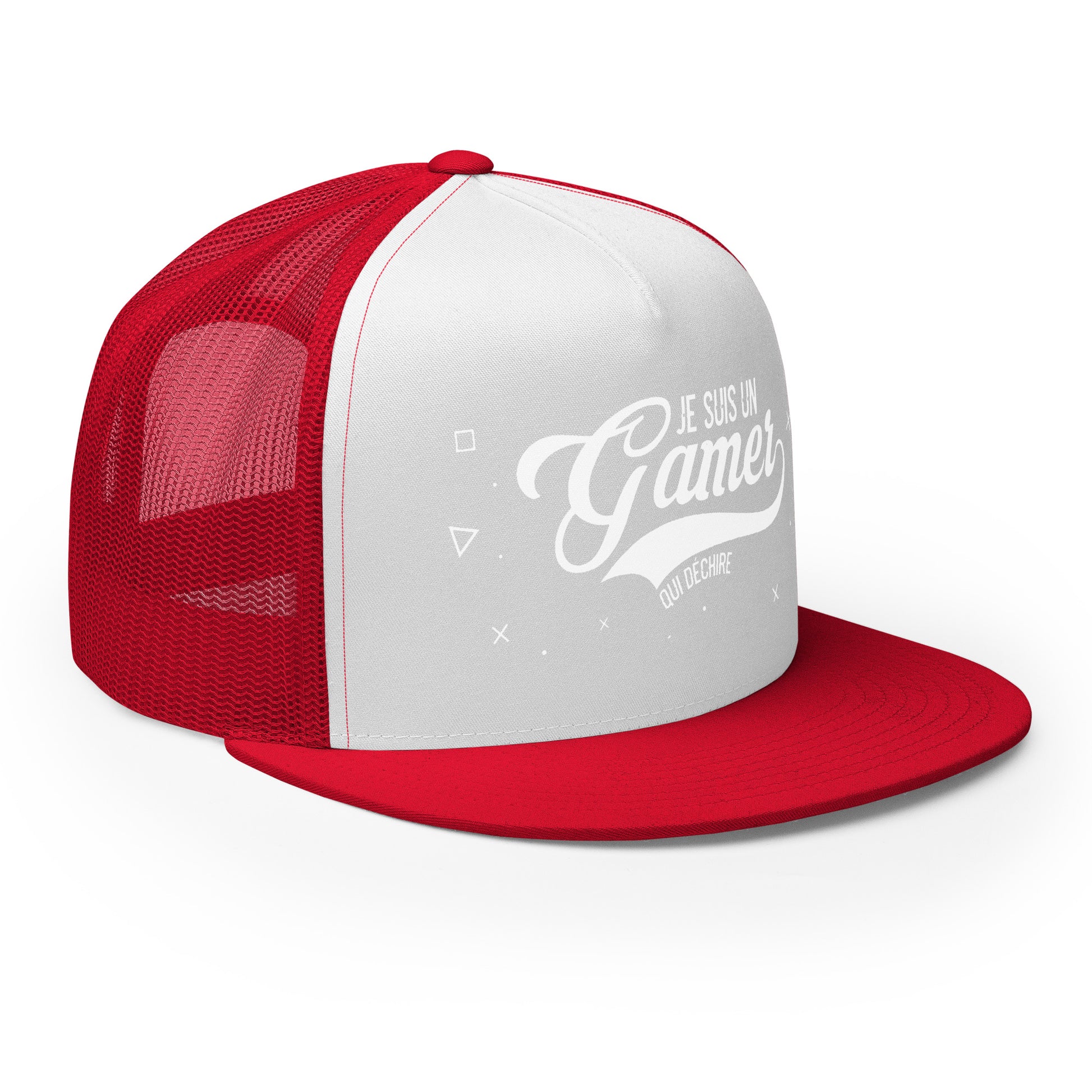 Casquette Trucker, brodée « Je suis un gamer qui déchire », vue de trois quarts, image 36