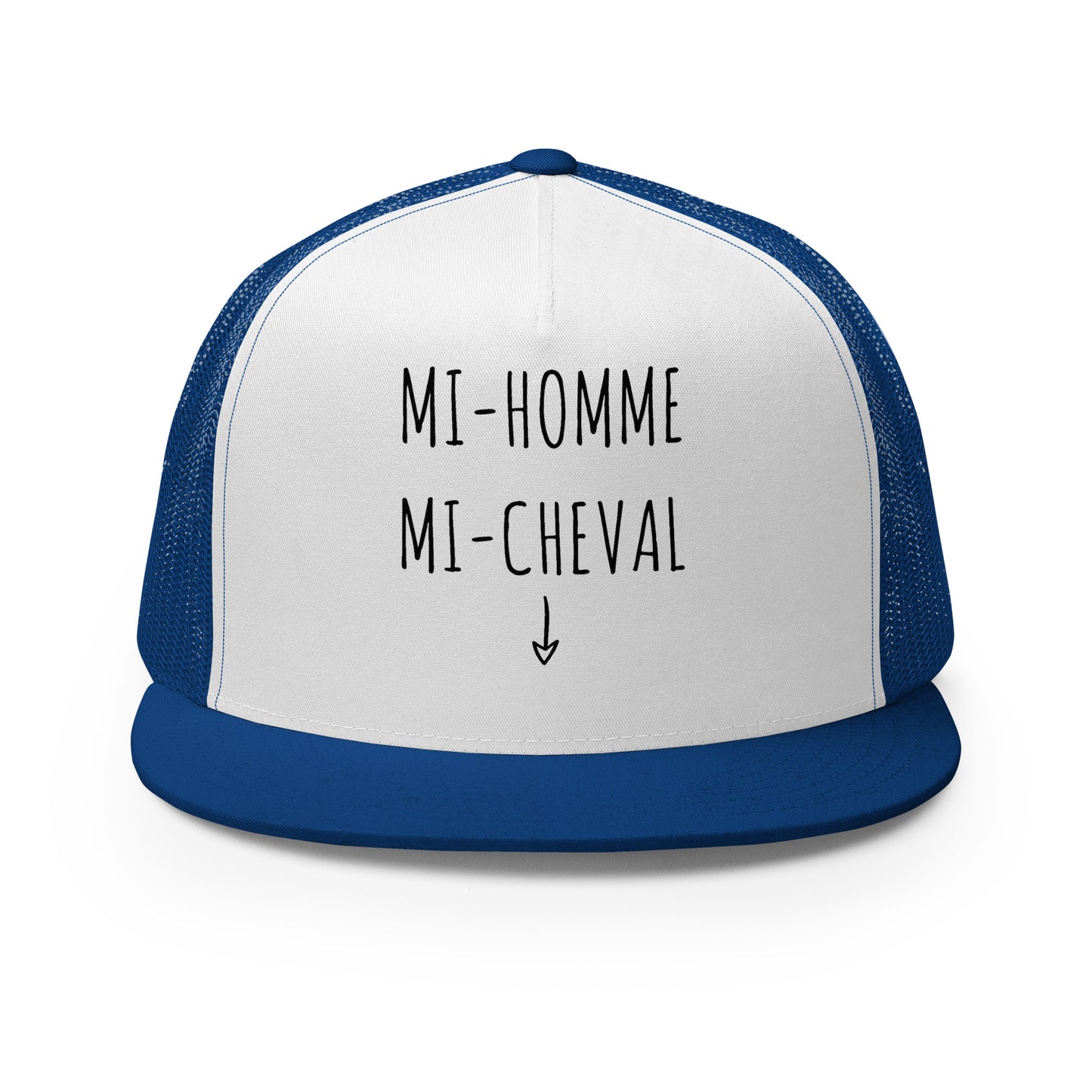 Casquette Trucker, brodée « Mi-Homme / Mi-Cheval », vue de face, image 19