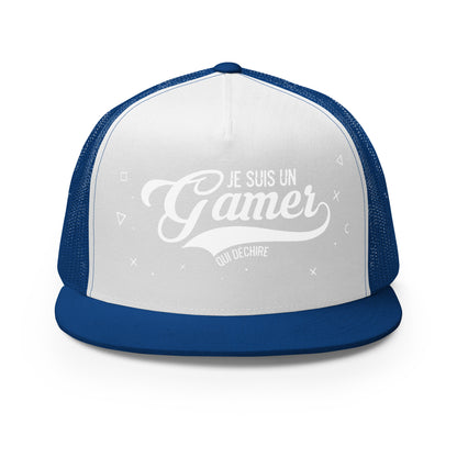 Casquette Trucker, brodée « Je suis un gamer qui déchire », vue de face, image 43