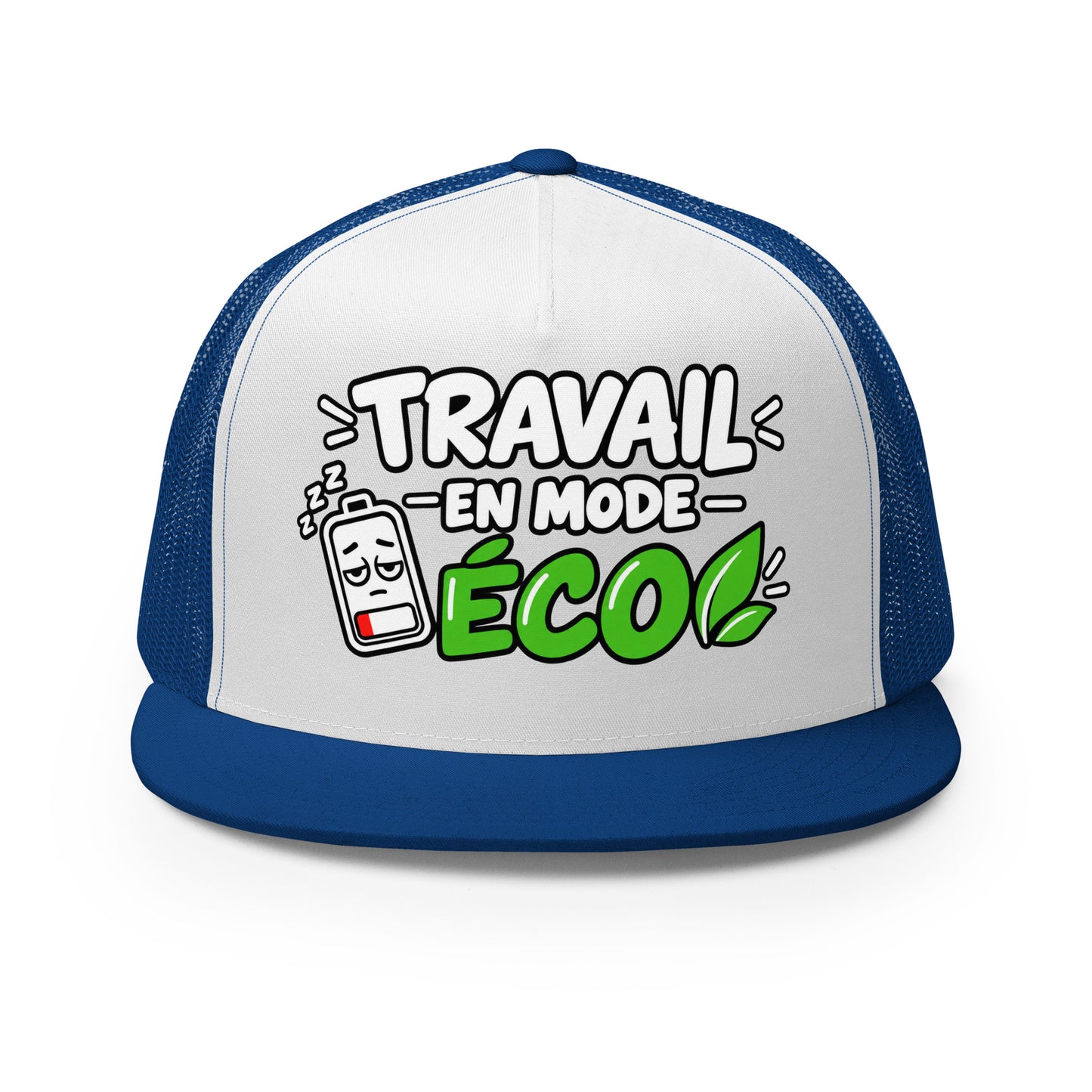 Casquette Trucker, brodée « travail en mode éco », vue de face, image 4