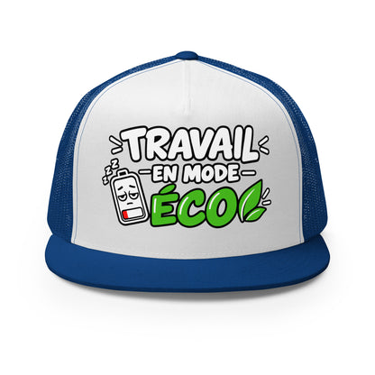 Casquette Trucker, brodée « travail en mode éco », vue de face, image 4