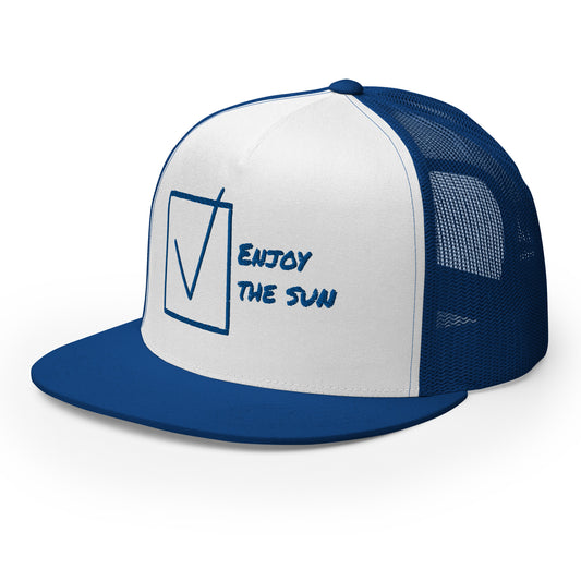 Casquette Trucker de couleur bleue "Enjoy The Sun"