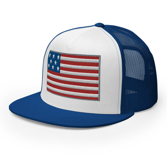 Casquette Trucker de couleur bleue "Drapeau Américain"