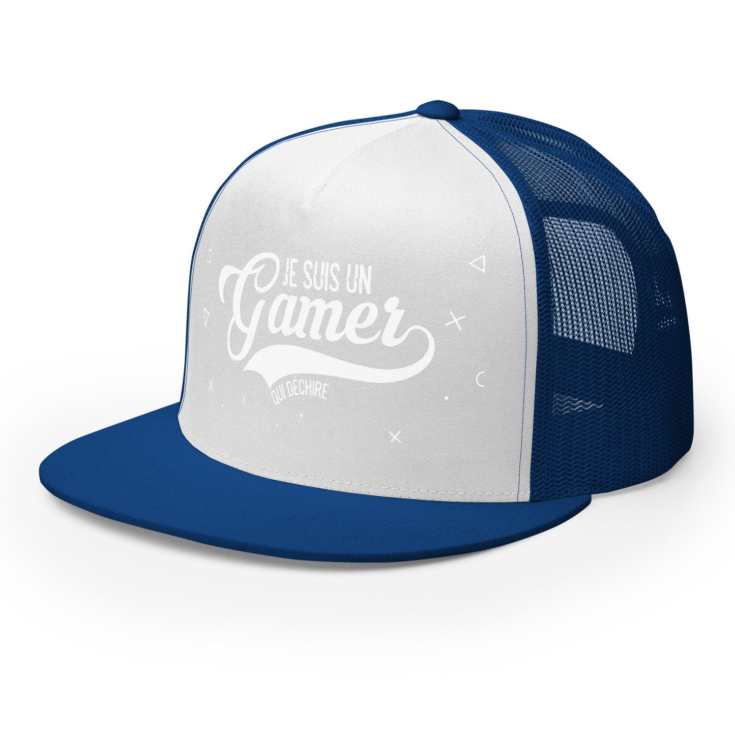 Casquette Trucker, brodée « Je suis un gamer qui déchire », vue de trois quarts, image 46