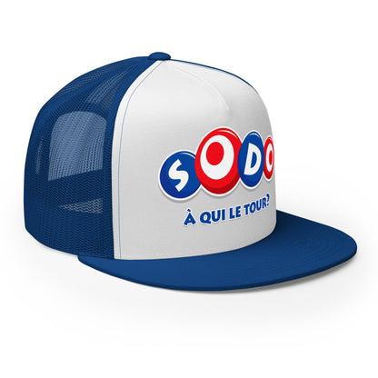 Casquette Trucker, brodée « Sodo, à qui le tour ? », vue de trois quarts, image 28