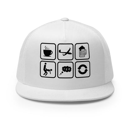 Casquette Trucker, brodée « Café, Voyage, Alcool, Sexe, Dormir et recommencer », vue de face, image 31