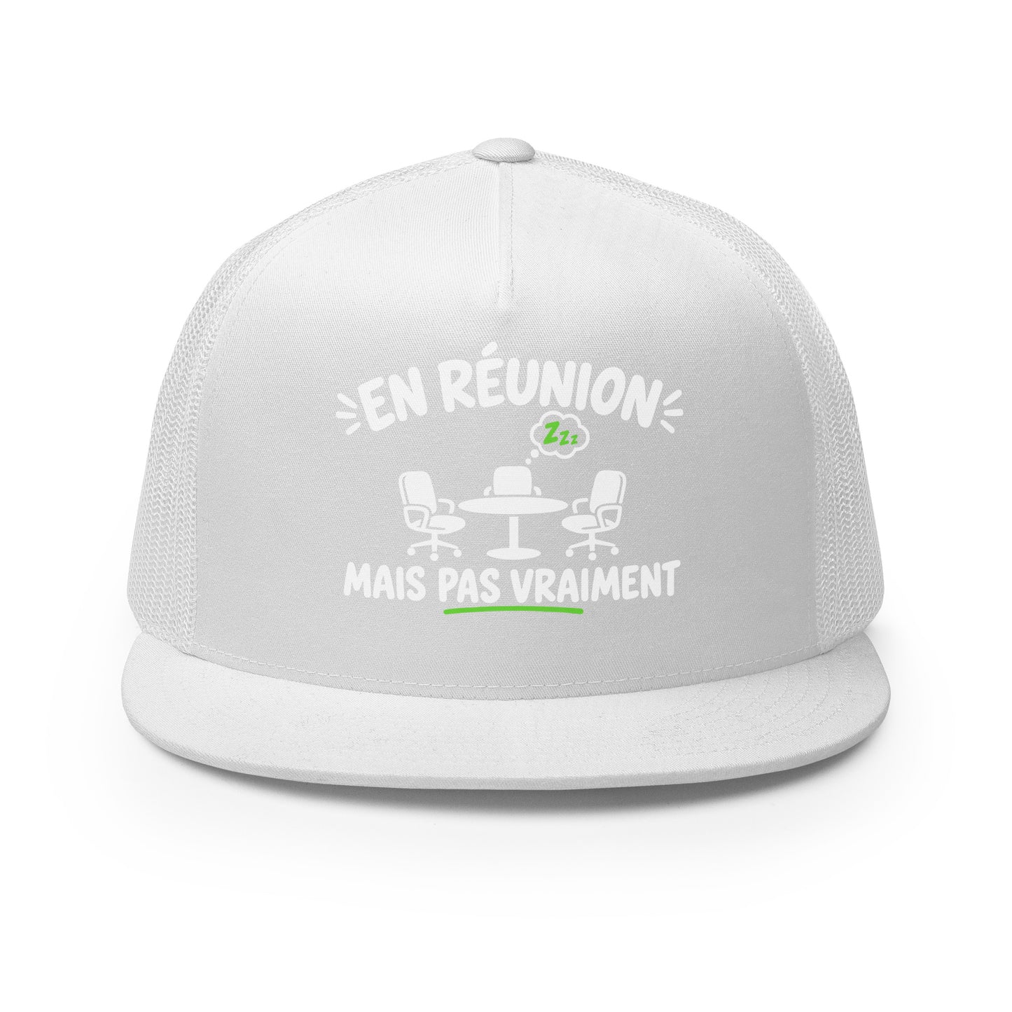 Casquette Trucker, brodée « En réunion mais pas vraiment », vue de face, image 9