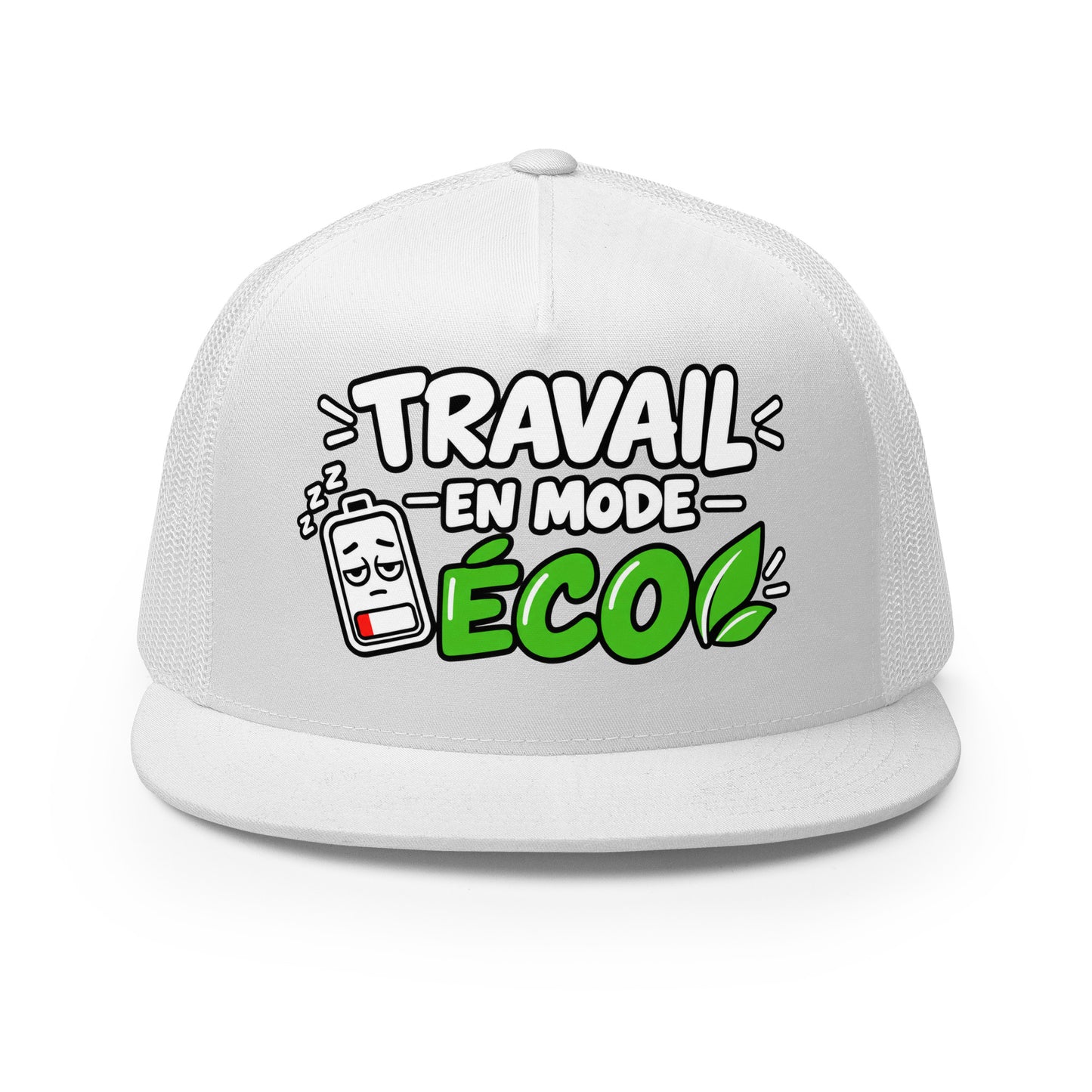 Casquette Trucker, brodée « travail en mode éco », vue de face, image 2