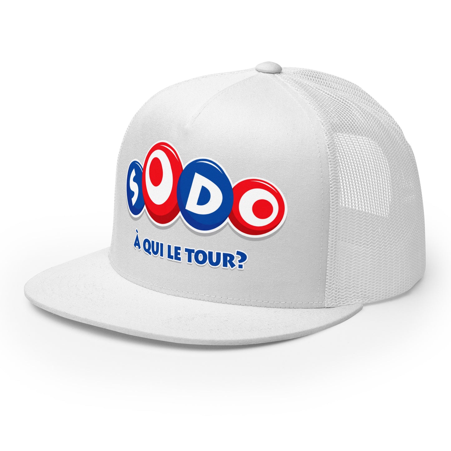 Casquette Trucker, brodée « Sodo, à qui le tour ? », vue de trois quarts, image 38