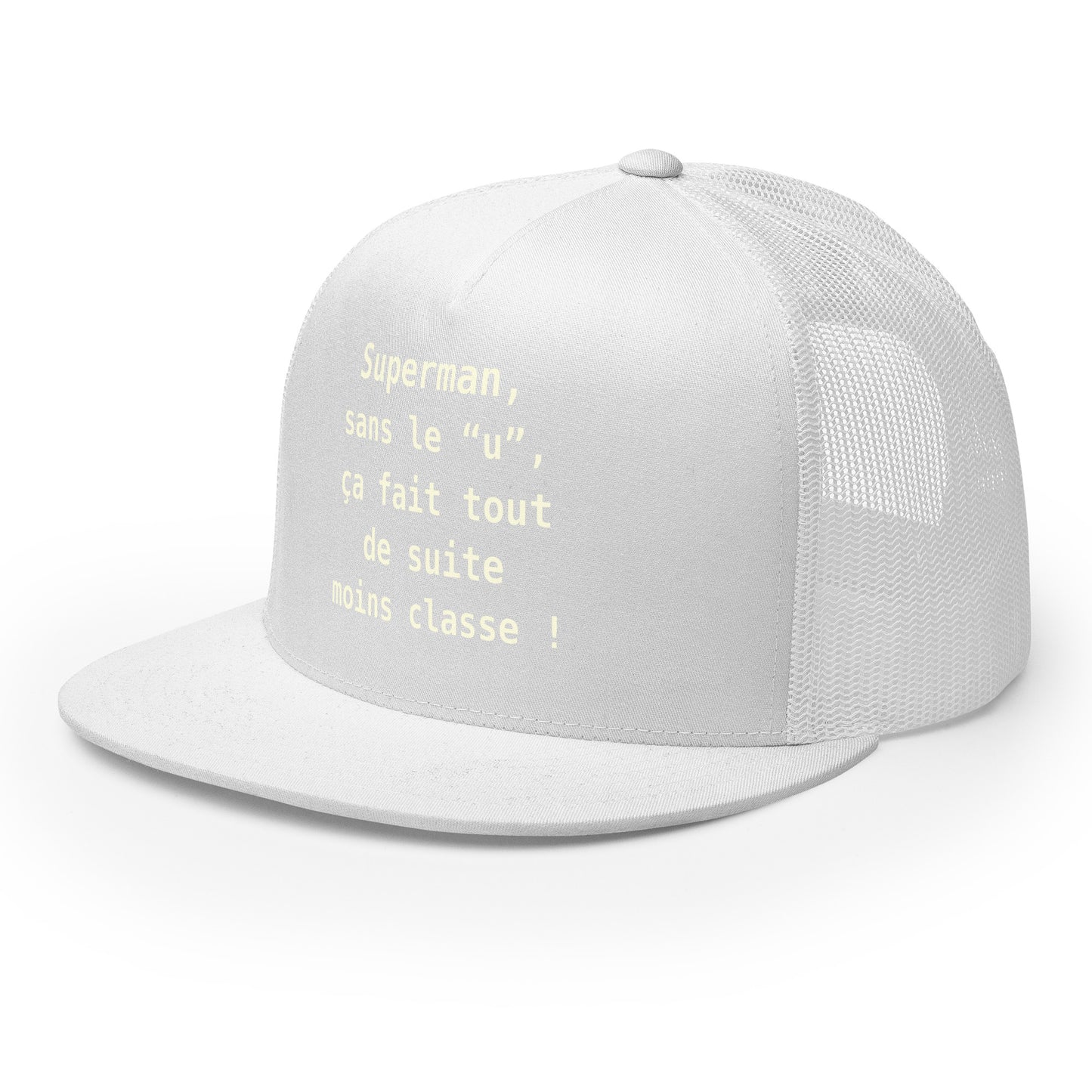 Casquette Trucker, brodée « , ça fait tout de suite moins classe ! », vue de trois quarts, image 58