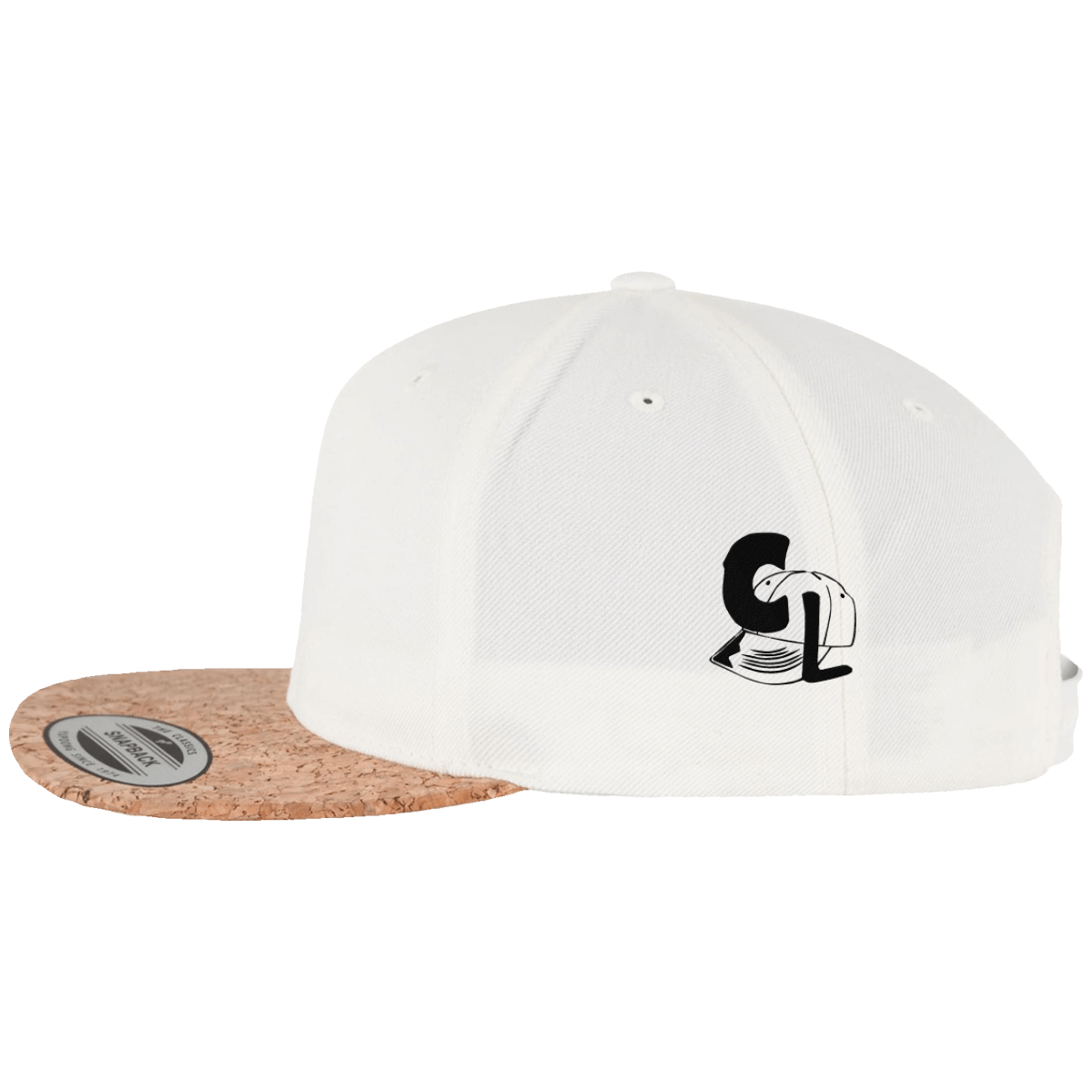 Casquette SnapBack de couleur beige et liège "Si tu touches ma barbe, je te touche les seins"