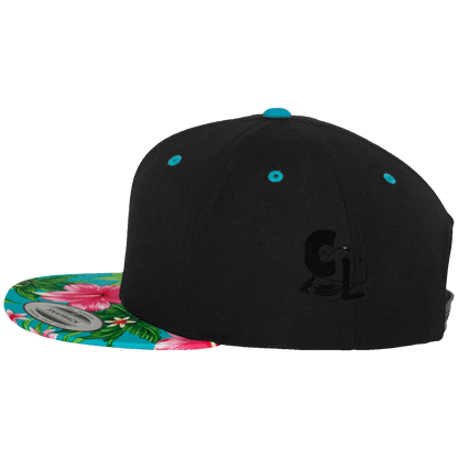 Casquette SnapBack motif Hawaï noire et fleurs "Jeep"