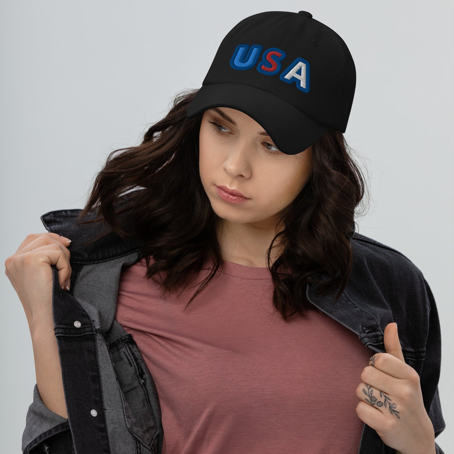 Casquette de Baseball de couleur noire "USA"