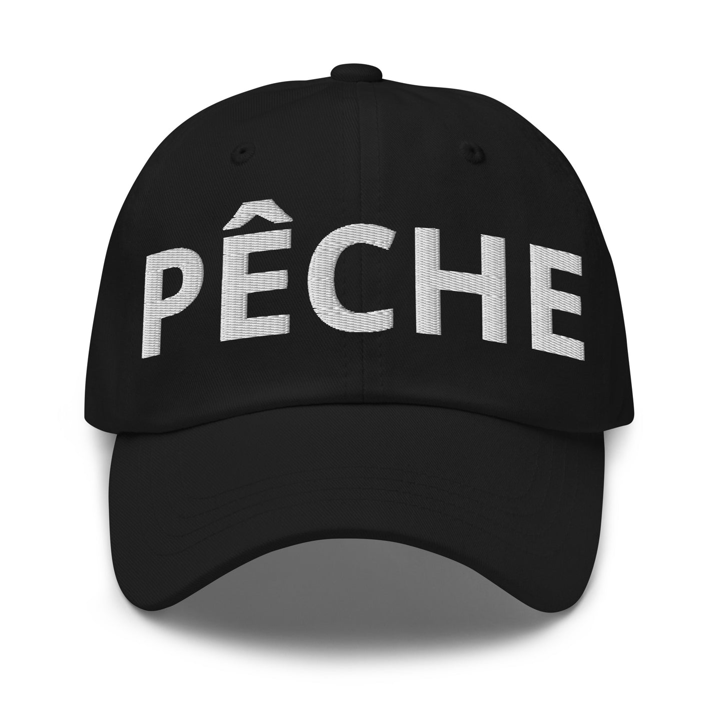 Casquette Baseball, brodée « Pêche », en Noir, vue de face, image 2