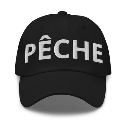 Casquette Baseball, brodée « Pêche », en Noir, vue de face, image 2