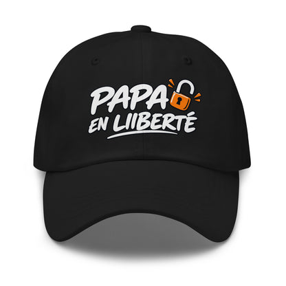 Casquette Baseball, brodée « Papa en liberté », en Noir, vue de face, image 2