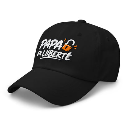 Casquette Baseball, brodée « Papa en liberté », en Noir, vue de trois quarts, image 4