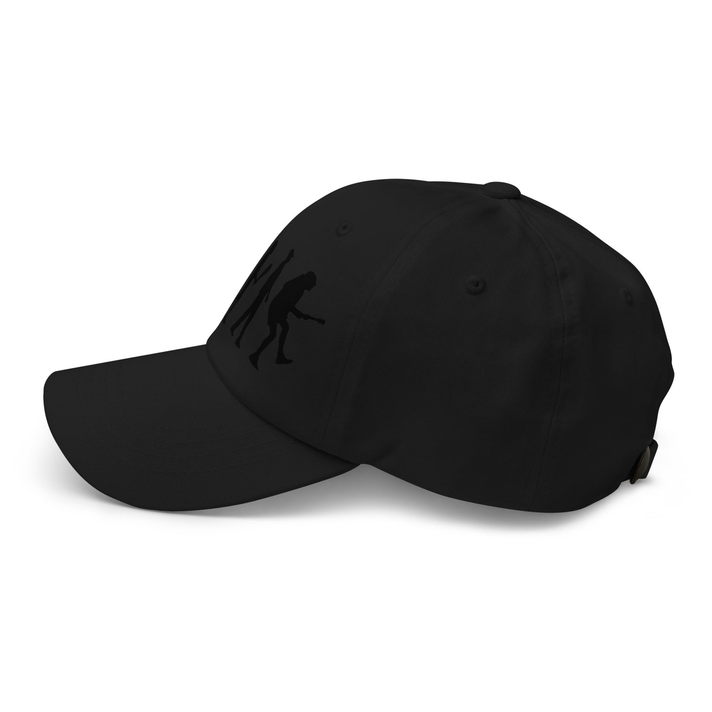 Casquette Baseball, brodée « Evolution de l'homme jusqu'à un guitariste », en Noir, vue de côté, image 18