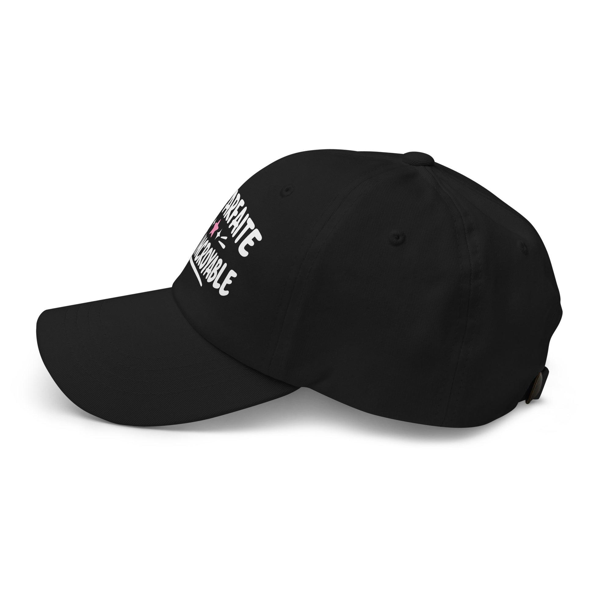 Casquette Baseball, brodée « Pas parfaite, juste incroyable », en Noir, vue de côté, image 5