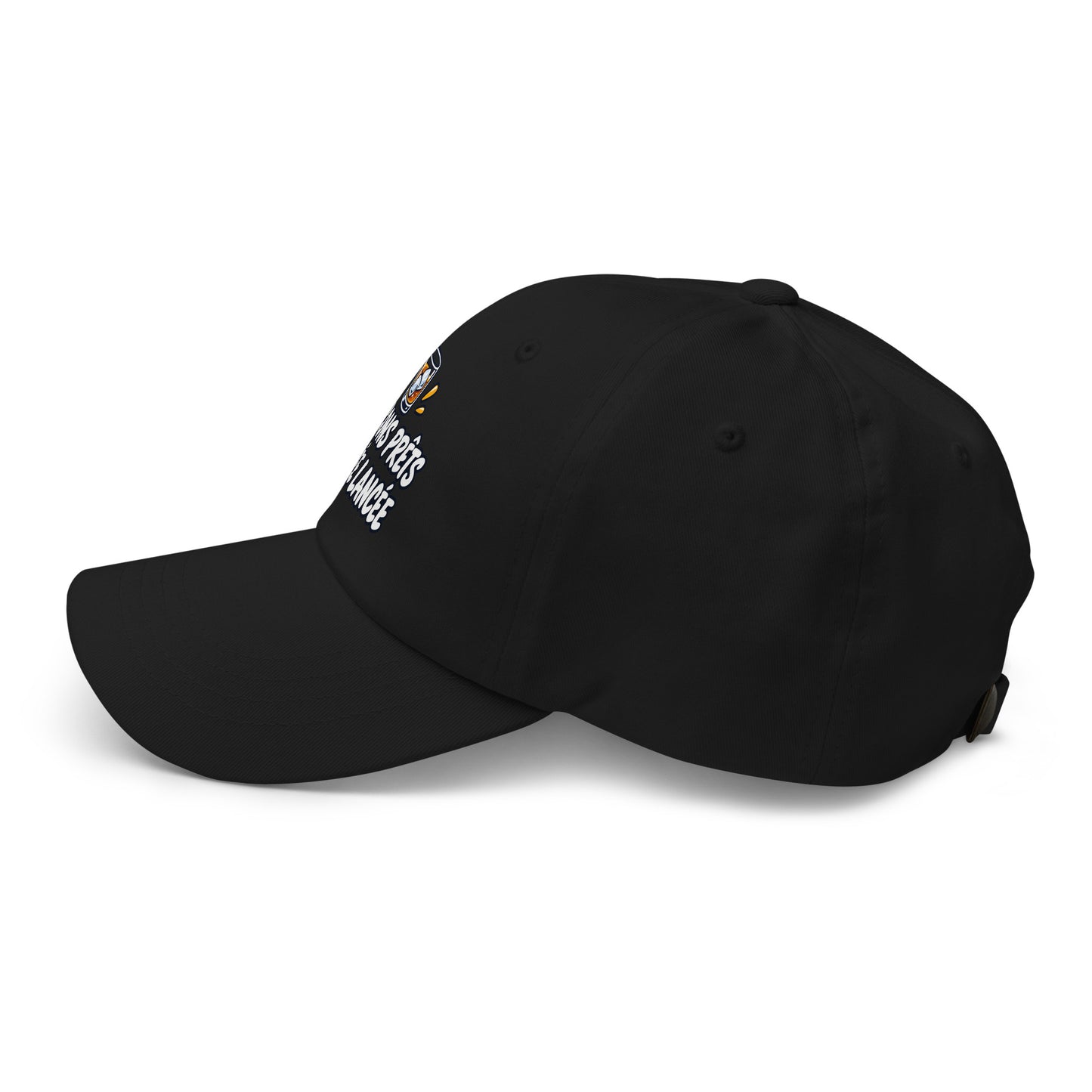 Casquette Baseball, brodée « Glaçons prêts, soirée lancée », en Noir, vue de côté, image 5